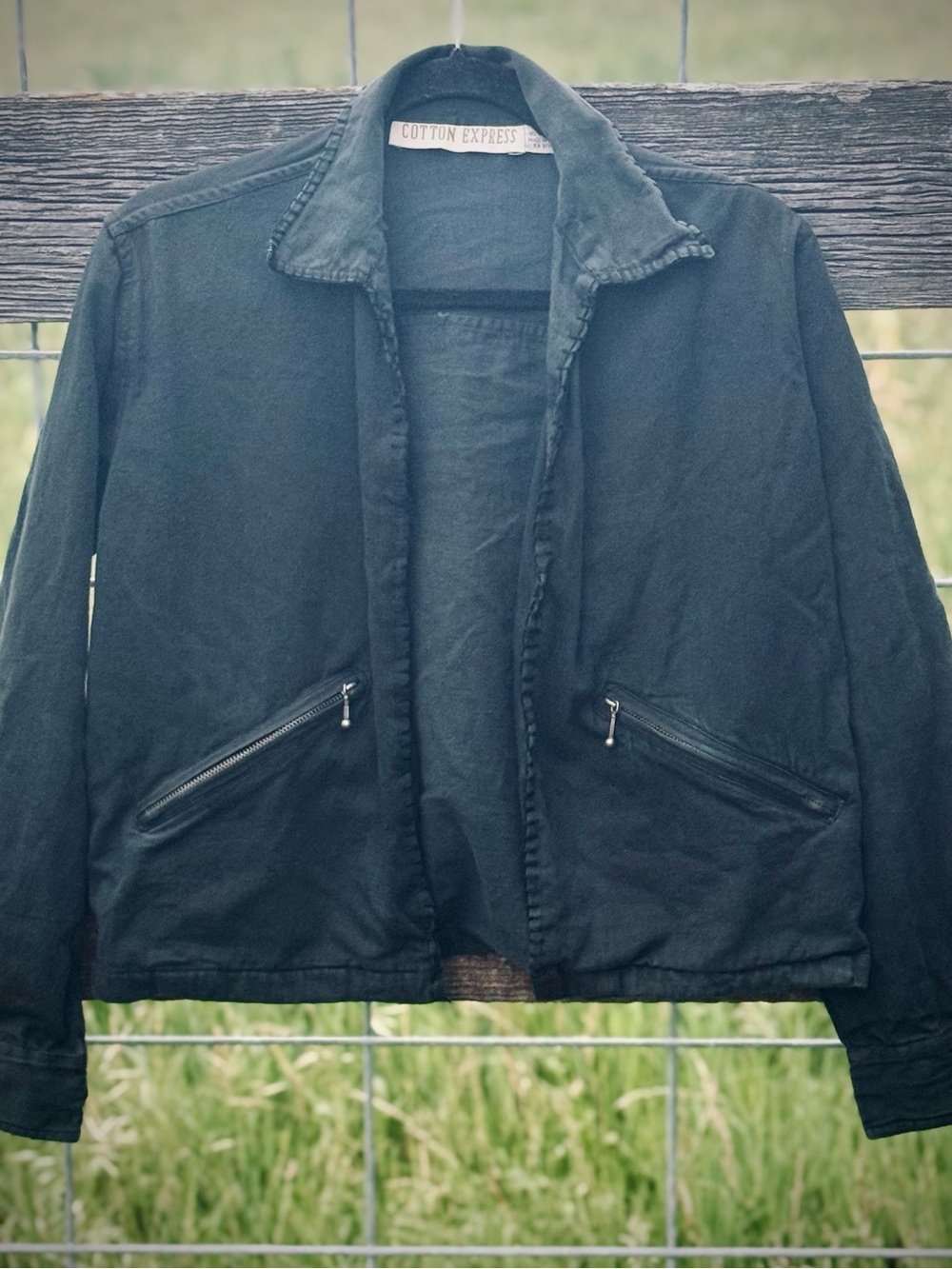 Vintage Black Distressed Cotton Utility Jacket‎ Small Unisex Grunge Goth Y2K